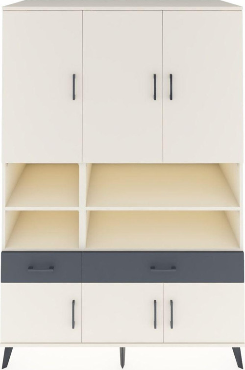 Kronos Dolap 8 Raflı 2 Çekmeceli 6 Kapaklı 132 x 59 x 195 cm Aytaşı - Aytaşı - Antrasit