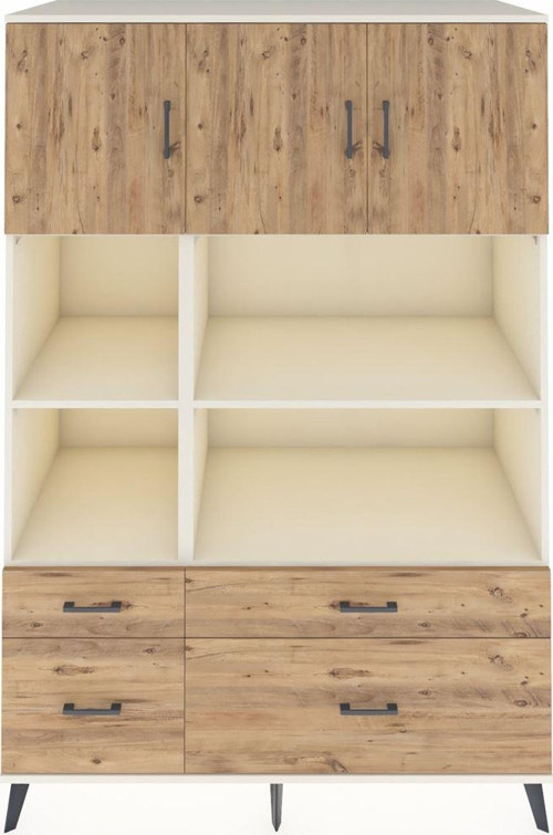 Kronos Dolap 8 Raflı 4 Çekmeceli 3 Kapaklı 132x59x195 Aytaşı-Çam/Çam