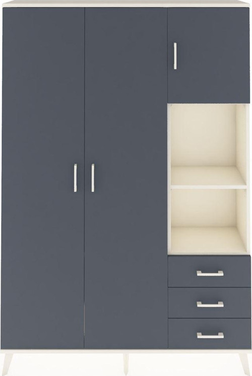 Arges Gardrop 5 Raflı 3 Çekmeceli 1 Askılı 132 x 30 x 195 cm Aytaşı - Antrasit