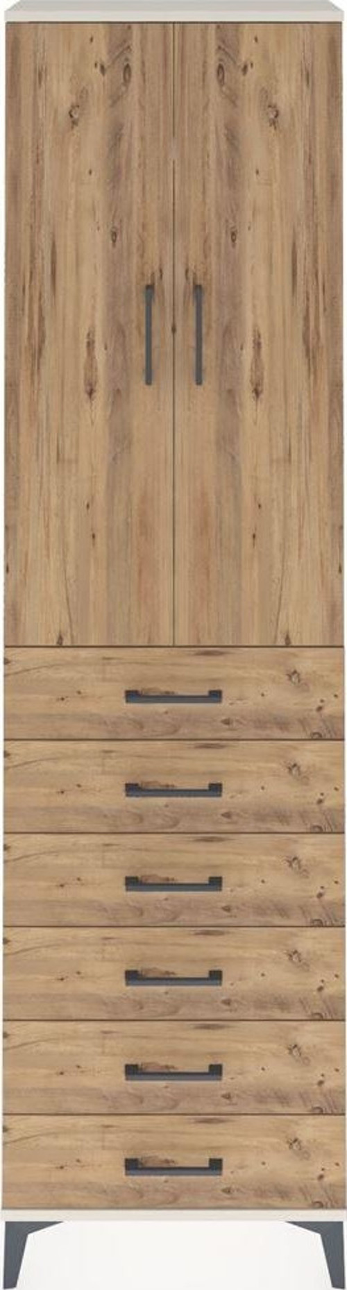 Arges Dolap 3 Raflı 6 Çekmeceli 2 Kapaklı 60 x 30 x 221 cm Aytaşı - Çam