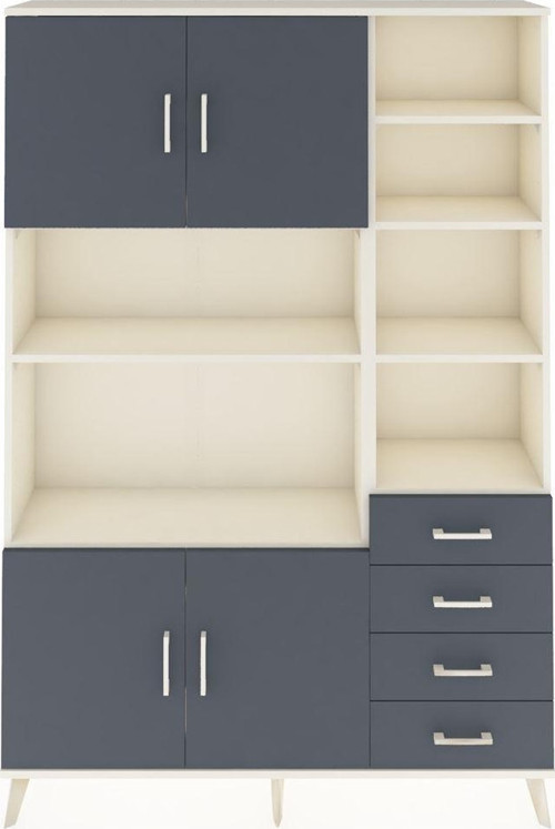 Arges Gardrop 9 Raflı 4 Çekmeceli 4 Kapaklı 132 x 30 x 195 cm Aytaşı - Antrasit