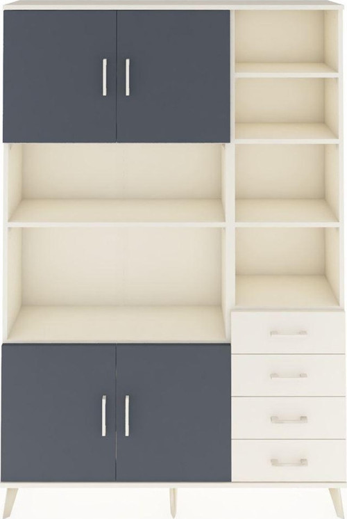 Arges Dolap 9 Raflı 4 Çekmeceli 4 Kapaklı 132x30x195 Aytaşı-Antrasit/Aytaşı