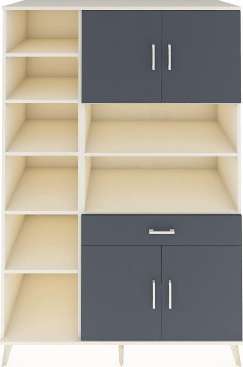 Kronos Dolap 10 Raflı 1 Çekmeceli 4 Kapaklı 132 x 59 x 195 cm Aytaşı - Antrasit - Antrasit