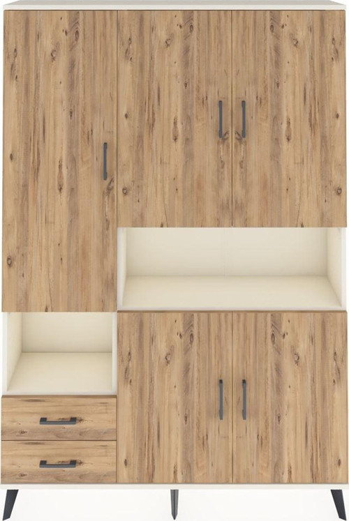 Arges Gardrop 10 Raflı 2 Çekmeceli 5 Kapaklı 132x30x195 Aytaşı-Çam