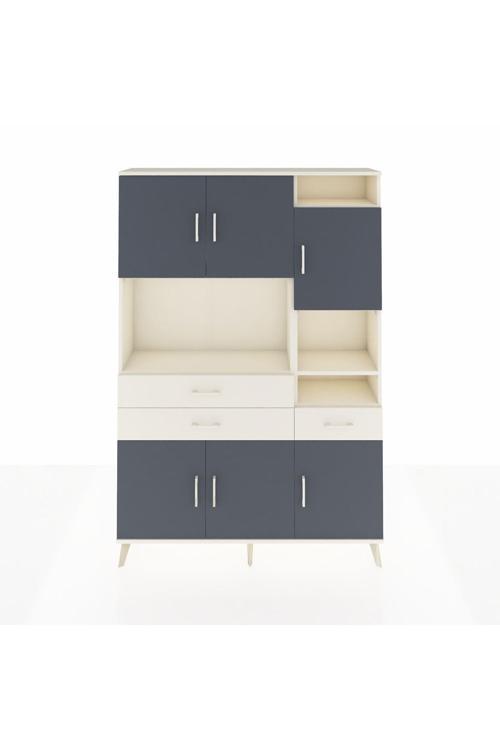 Arges Dolap 10 Raflı 3 Çekmeceli 6 Kapaklı 132 x 30 x 195 cm Aytaşı - Antrasit - Aytaşı