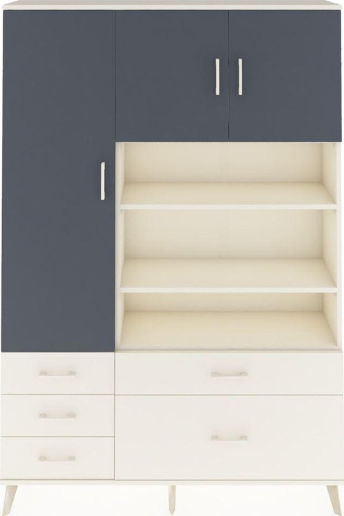 Arges Dolap 9 Raflı 5 Çekmeceli 3 Kapaklı 132 x 30 x 195 cm Aytaşı - Antrasit - Aytaşı