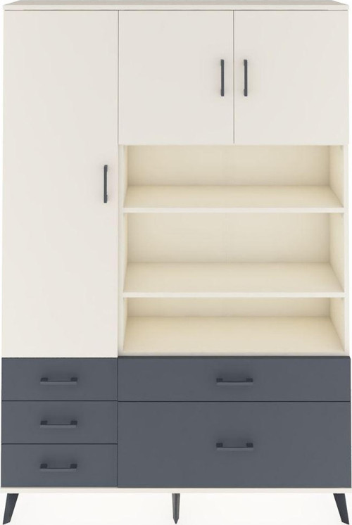 Arges Dolap 9 Raflı 5 Çekmeceli 3 Kapaklı 132x30x195 Aytaşı-Aytaşı/Antrasit
