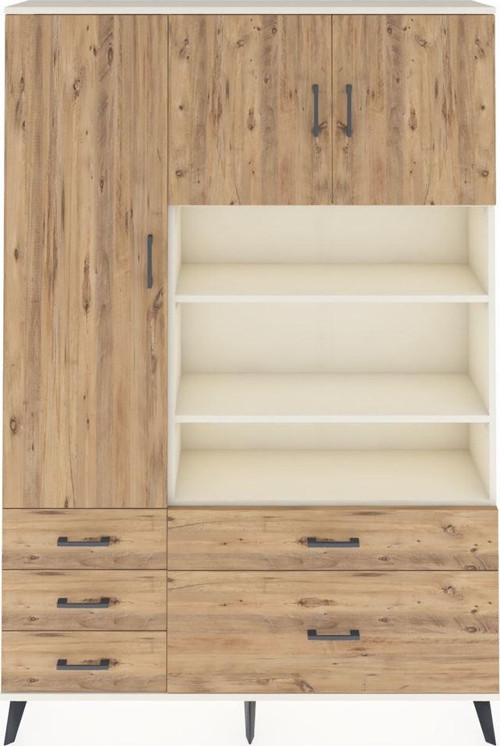 Arges Gardrop 9 Raflı 5 Çekmeceli 3 Kapaklı 132x30x195 Aytaşı-Çam