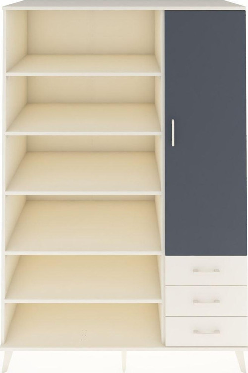 Kronos Dolap 9 Raflı 3 Çekmeceli Tek Kapaklı 132x59x195 Aytaşı-Antrasit/Aytaşı
