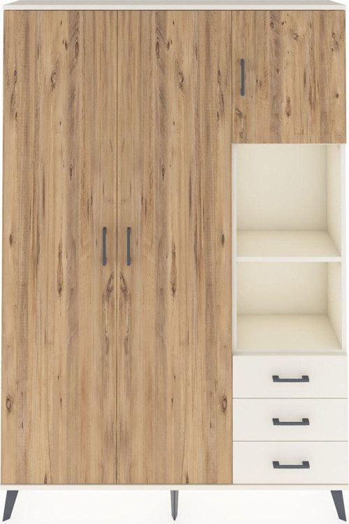Arges Dolap 5 Raflı 3 Çekmeceli 1 Askılı 132 x 30 x 195 cm Aytaşı - Çam - Aytaşı