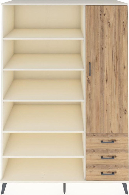 Kronos Dolap 9 Raflı 3 Çekmeceli Tek Kapaklı 132x59x195 Aytaşı-Çam/Çam