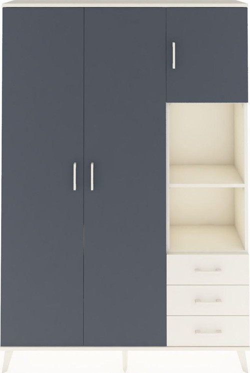 Arges Dolap 5 Raflı 3 Çekmeceli 1 Askılı 132 x 30 x 195 cm Aytaşı - Antrasit - Aytaşı