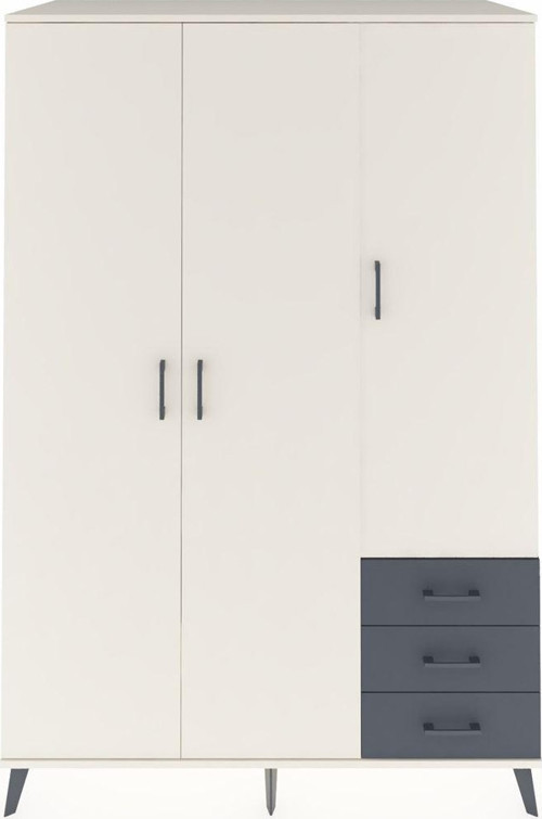 Kronos Dolap 6 Raflı 3 Çekmeceli Tek Askılı 132x59x195 Aytaşı-Aytaşı/Antrasit