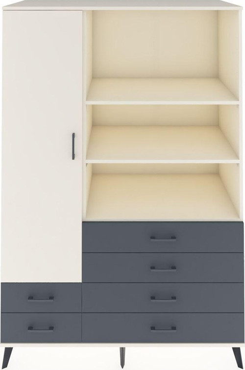 Kronos Dolap 7 Raflı 6 Çekmeceli Tek Kapaklı 132x59x195 Aytaşı-Aytaşı/Antrasit