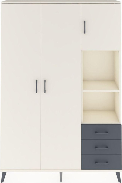 Arges Dolap 5 Raflı 3 Çekmeceli 1 Askılı 132 x 30 x 195 cm Aytaşı - Aytaşı - Antrasit