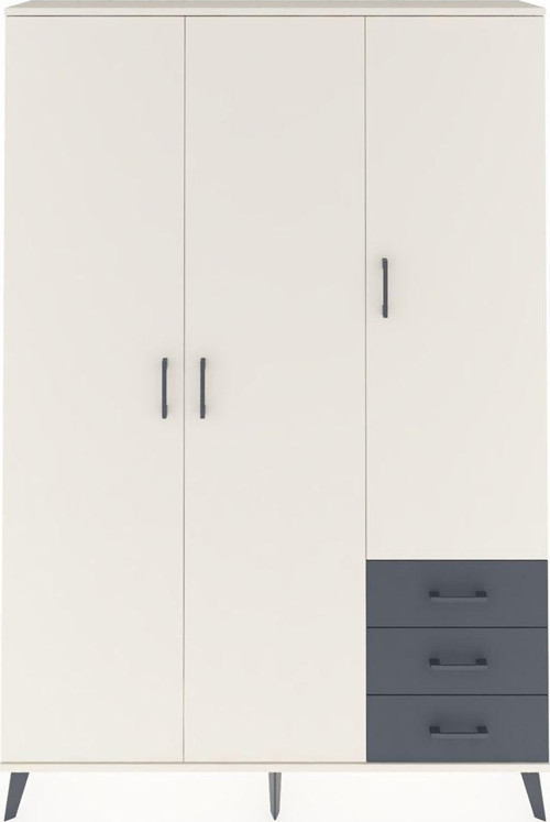 Arges Dolap 6 Raflı 3 Çekmeceli Tek Askılı 132x30x195 Aytaşı-Aytaşı/Antrasit