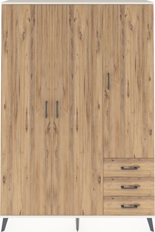 Arges Gardrop 6 Raflı 3 Çekmeceli Tek Askılı 132x30x195 Aytaşı-Çam