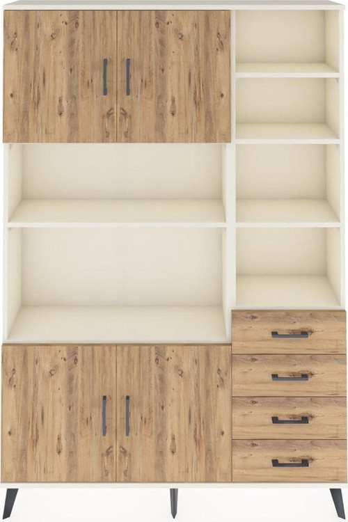 Arges Gardrop 9 Raflı 4 Çekmeceli 4 Kapaklı 132x30x195 Aytaşı-Çam