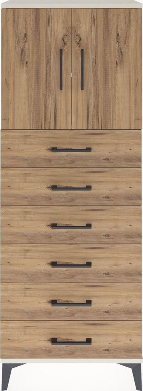 Arges Dolap 2 Raflı 6 Çekmeceli 2 Kapaklı 60 x 30 x 163 cm Aytaşı - Çam