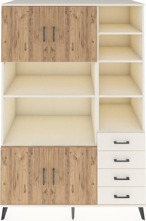 Kronos Dolap 9 Raflı 4 Çekmeceli 4 Kapaklı 132x59x195 Aytaşı-Çam/Aytaşı