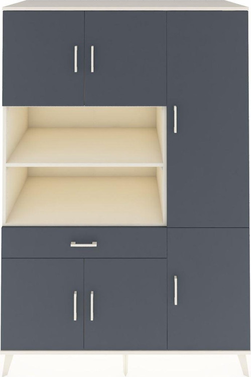 Kronos Dolap 10 Raflı 1 Çekmeceli 6 Kapaklı 132 x 59 x 195 cm Aytaşı - Antrasit - Antrasit