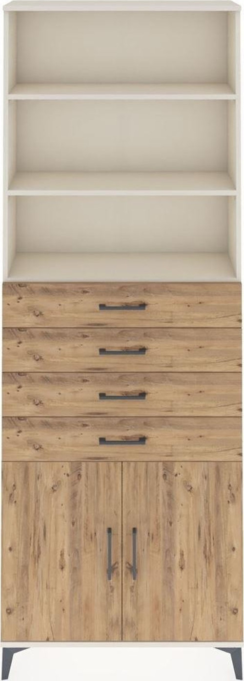 Arges Dolap 3 Raflı 4 Çekmeceli 2 Kapaklı 88 x 30 x 243 cm Aytaşı - Çam