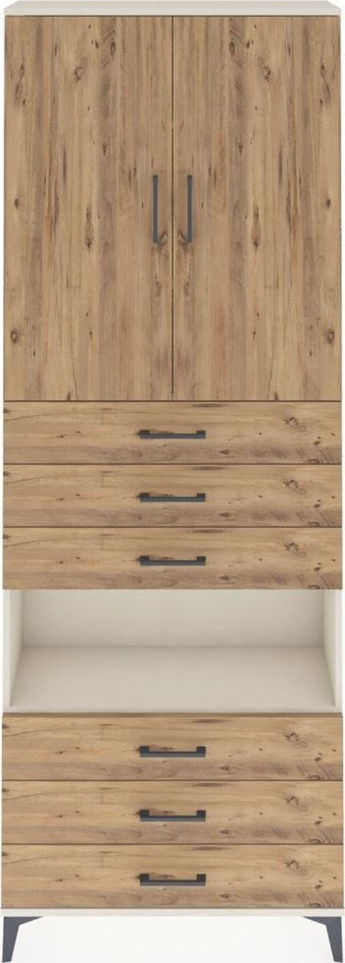Arges Dolap 4 Raflı 6 Çekmeceli 2 Kapaklı 88x30x243 Aytaşı-Çam