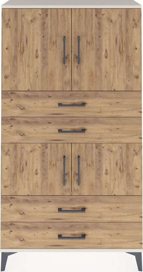 Arges Dolap 3 Raflı 4 Çekmeceli 4 Kapaklı 88 x 30 x 163 cm Aytaşı - Çam