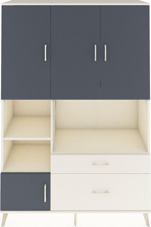 Hyperion Dolap 7 Raflı 2 Çekmeceli 5 Kapaklı 132 x 44 x 195 cm Aytaşı - Antrasit - Aytaşı