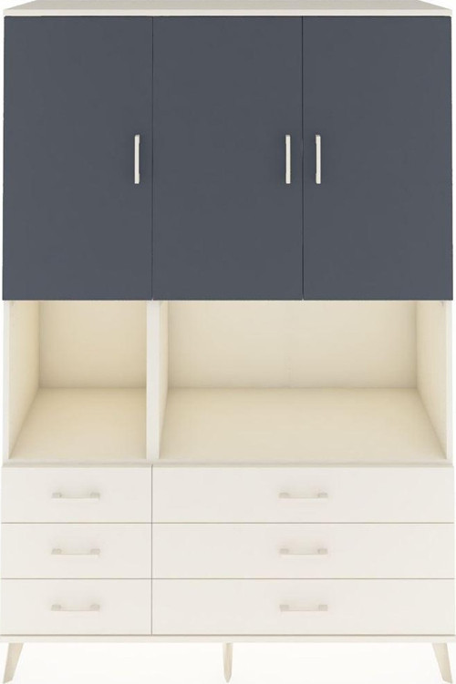 Hyperion Dolap 6 Raflı 6 Çekmeceli 3 Kapaklı 132x44x195 Aytaşı-Antrasit/Aytaşı