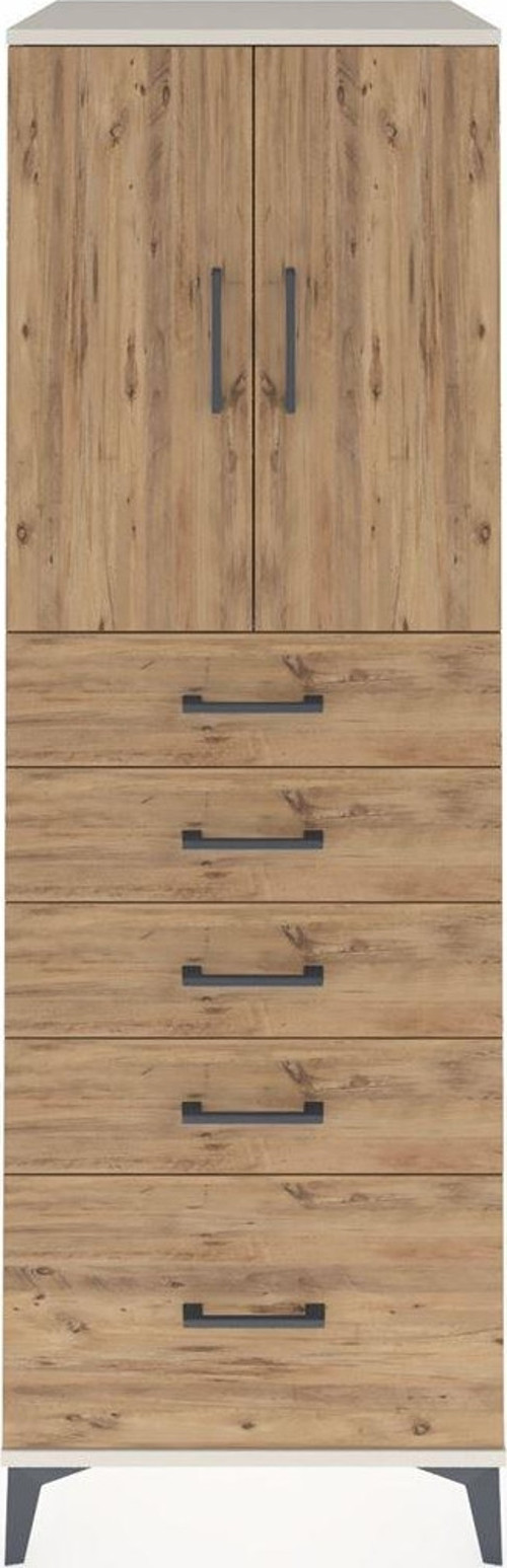 Kronos Dolap 1 Raflı 5 Çekmeceli 2 Kapaklı 60 x 59 x 182 cm Aytaşı - Çam