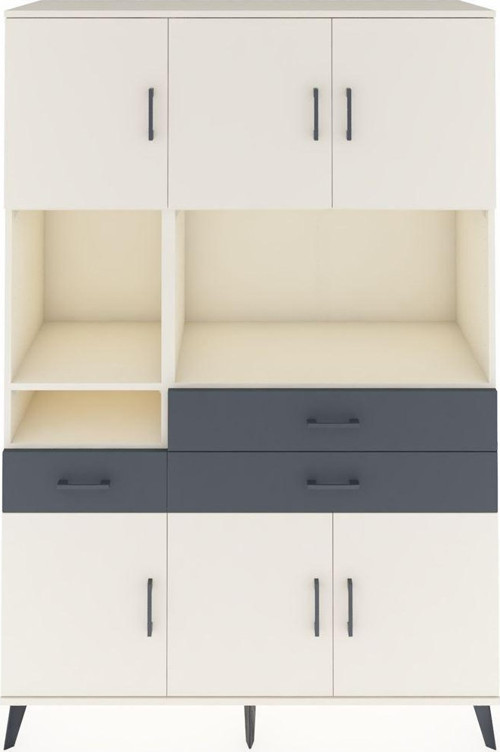 Hyperion Dolap 9 Raflı 3 Çekmeceli 6 Kapaklı 132x44x195 Aytaşı-Aytaşı/Antrasit