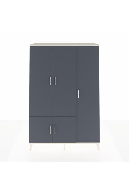 Hyperion Dolap 7 Raflı 5 Kapaklı Tek Askılı 132x44x195 Aytaşı-Antrasit/Çam