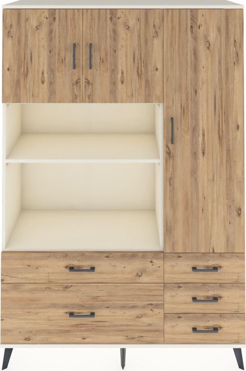 Hyperion Gardrop 7 Raflı 5 Çekmeceli 3 Kapaklı 132 x 44 x 195 cm Aytaşı - Çam