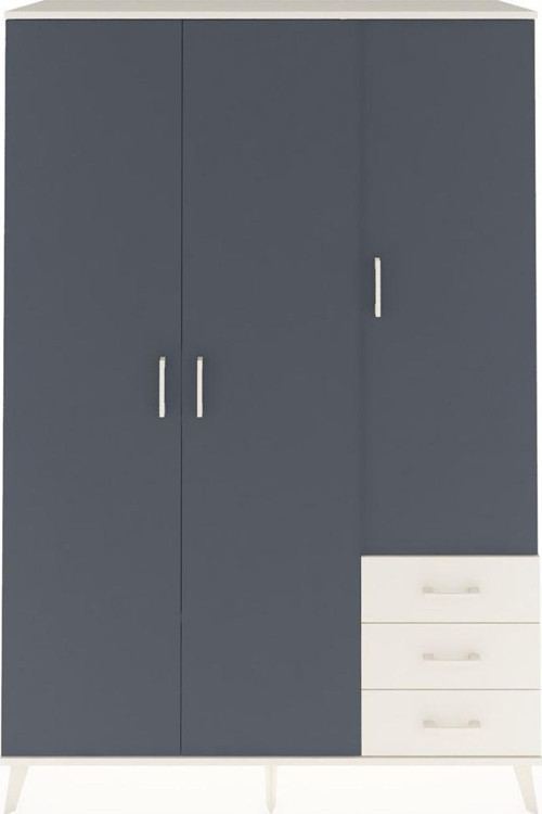 Hyperion Dolap 6 Raflı 3 Çekmeceli Tek Askılı 132x44x195 Aytaşı-Antrasit/Aytaşı