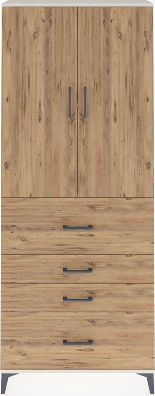 Arges Dolap 2 Raflı 4 Çekmeceli 2 Kapaklı 88x30x221 Aytaşı-Çam