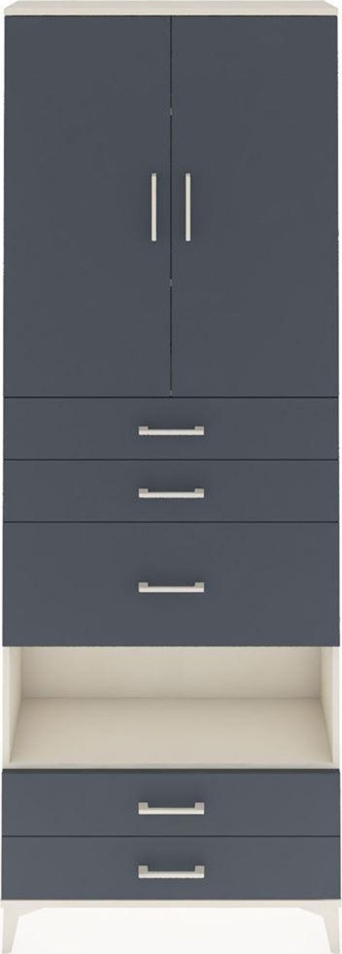 Arges Dolap 4 Raflı 5 Çekmeceli 2 Kapaklı 88x30x243 Aytaşı-Antrasit