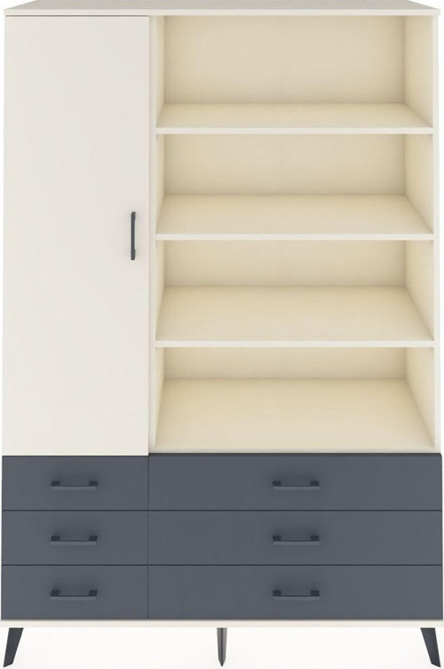 Hyperion Dolap 8 Raflı 6 Çekmeceli 1 Kapaklı 132 x 44 x 195 cm Aytaşı - Aytaşı - Antrasit