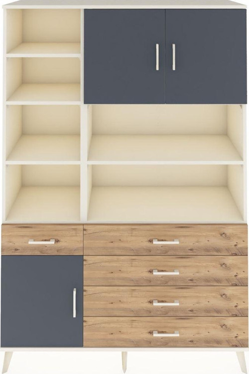 Hyperion Dolap 9 Raflı 5 Çekmeceli 3 Kapaklı 132x44x195 Aytaşı-Antrasit/Çam