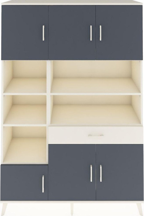 Hyperion Dolap 10 Raflı Tek Çekmeceli 6 Kapaklı 132x44x195 Aytaşı-Antrasit/Aytaşı