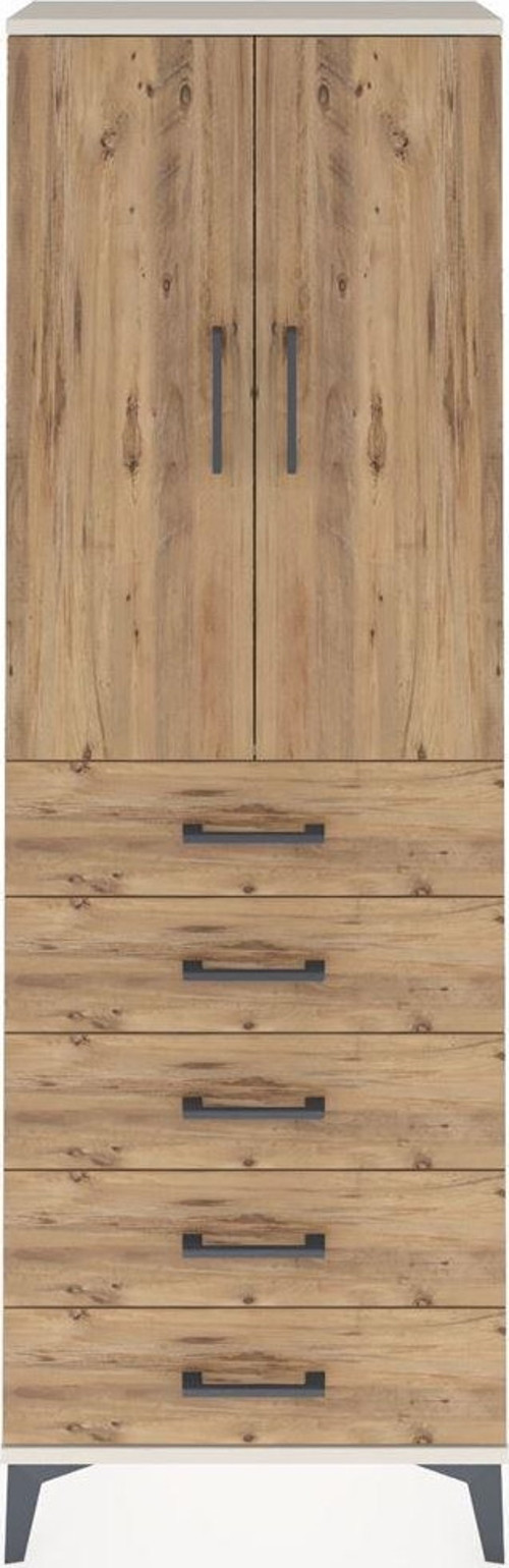 Arges Dolap 1 Raflı 5 Çekmeceli 1 Askılı 60 x 30 x 182 cm Aytaşı - Çam