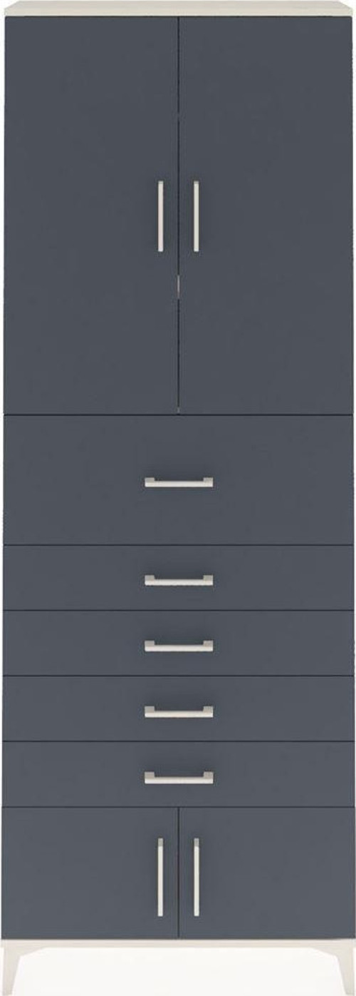 Arges Dolap 3 Raflı 5 Çekmeceli 4 Kapaklı 88 x 30 x 243 cm Aytaşı - Antrasit