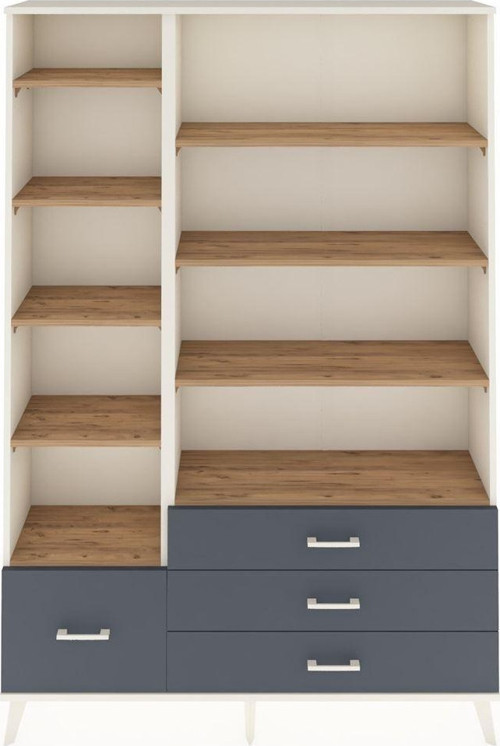 Arges Dolap 9 Raflı 4 Çekmeceli 132x30x195 Aytaşı-Çam/Antrasit