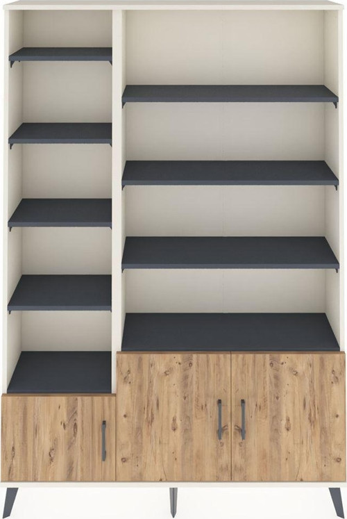 Arges Dolap 10 Raflı 3 Kapaklı 132x30x195 Aytaşı-Çam/Antrasit