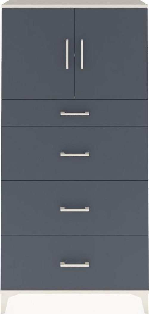 Arges Dolap 2 Raflı 4 Çekmeceli 2 Kapaklı 88x30x182 Aytaşı-Antrasit