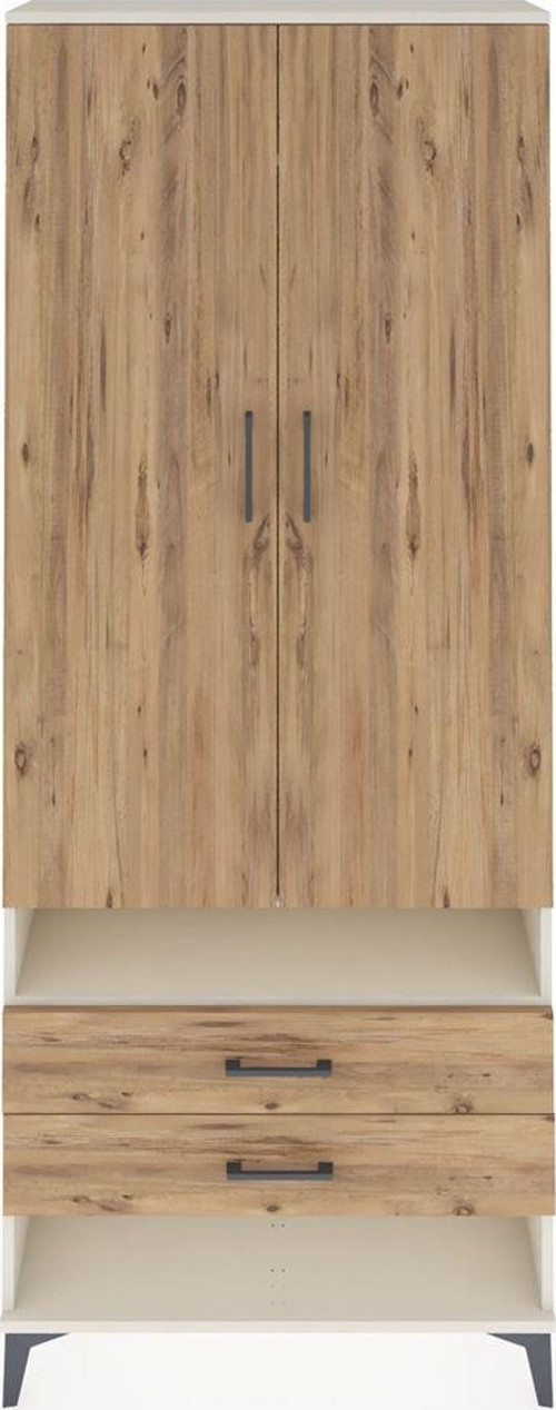 Arges Dolap 3 Raflı 2 Çekmeceli Tek Askılı 88x30x221 Aytaşı-Çam