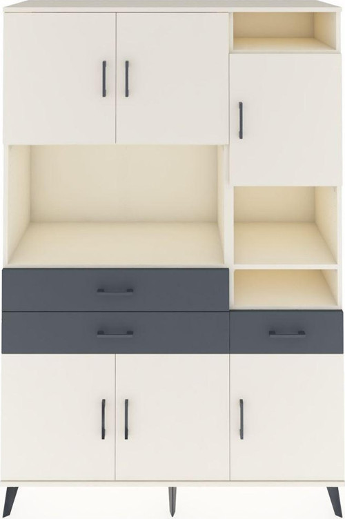 Hyperion Dolap 10 Raflı 3 Çekmeceli 6 Kapaklı 132 x 44 x 195 cm Aytaşı - Aytaşı - Antrasit