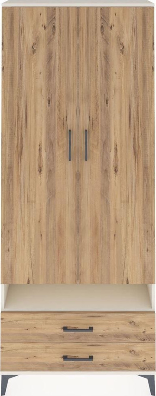 Arges Dolap 3 Raflı 2 Çekmeceli Tek Askılı 88x30x221 Aytaşı-Çam