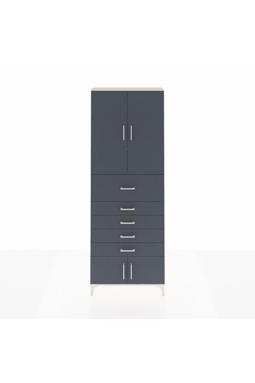 Arges Dolap 3 Raflı 5 Çekmeceli 4 Kapaklı 88x30x243 Aytaşı-Antrasit