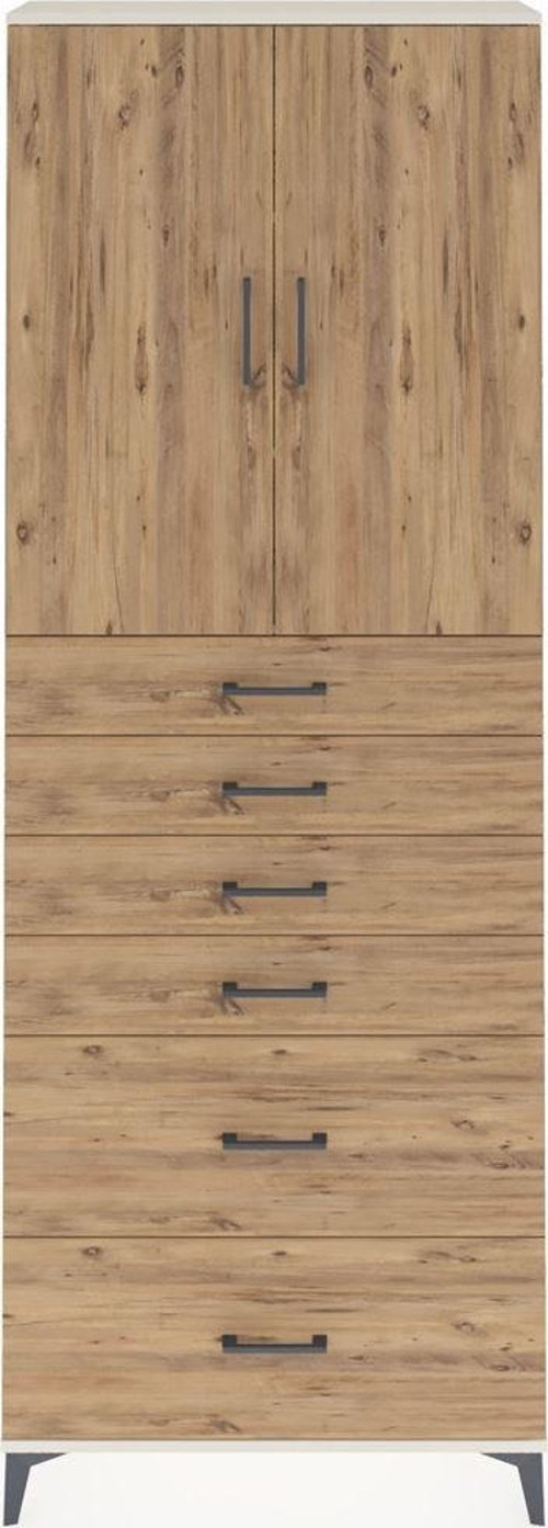 Arges Dolap 3 Raflı 6 Çekmeceli 2 Kapaklı 88x30x243 Aytaşı-Çam